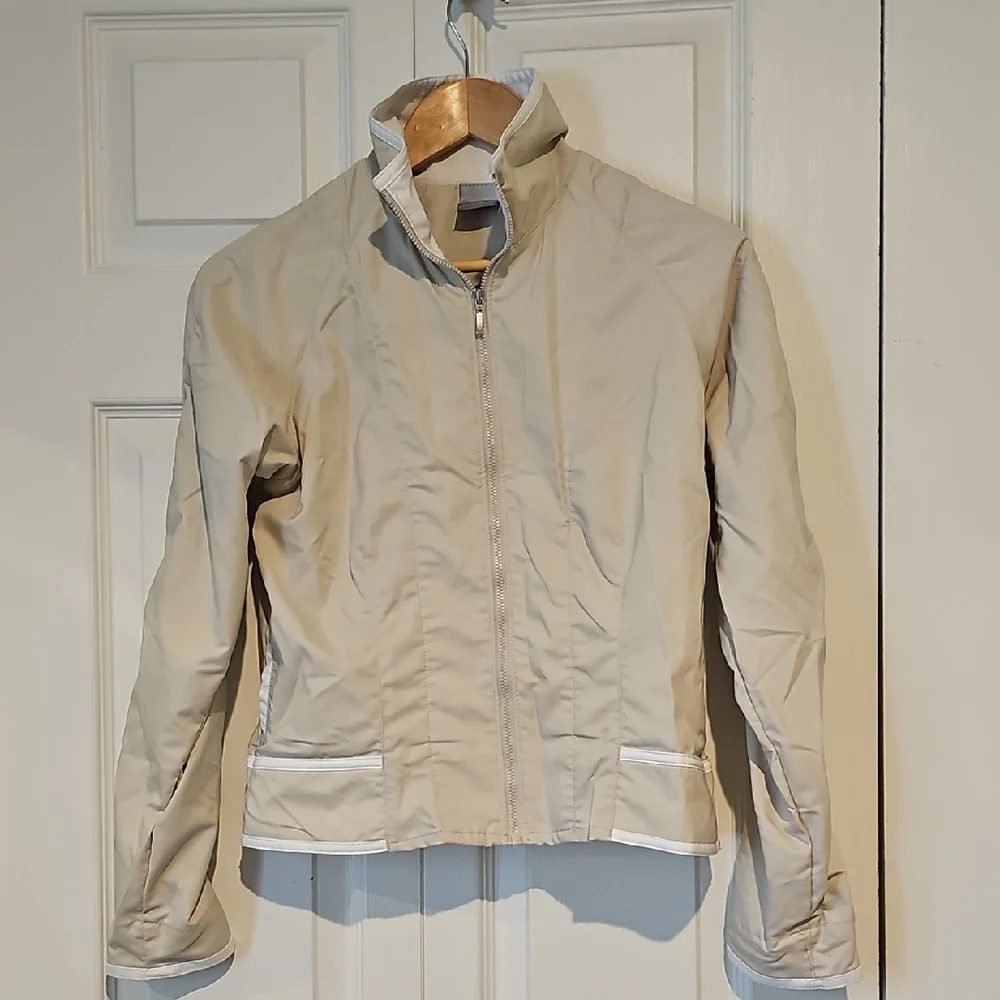 Vintage Early 2000s Nike Beige Full-Zip Jacket – Made in Philippines, Size S - Picture 1 of 5